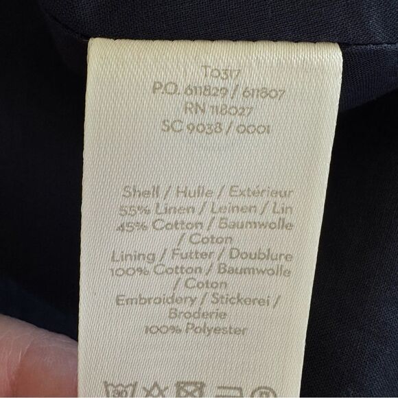 BODEN Brooke Embroidered Midi Skirt Navy Floral Linen Blend Lined Size 10P - Picture 9 of 9